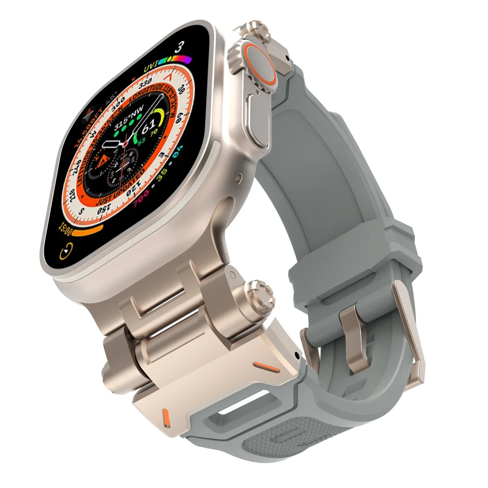 Titanium Color Silicone Sports Watch Band