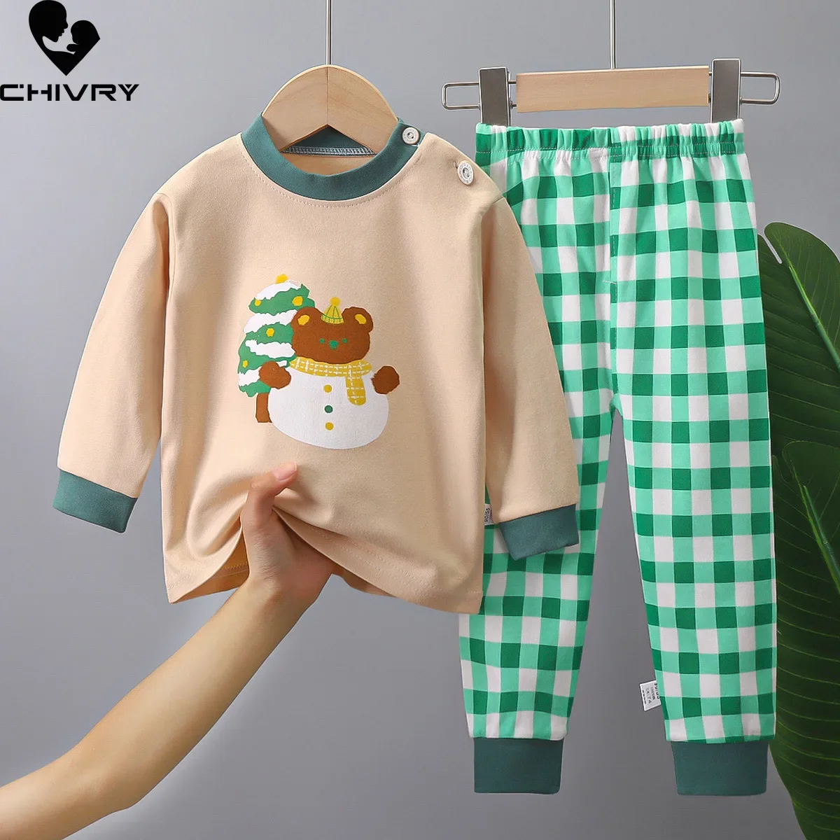 2023 New Kids Autumn Warm Pajamas Baby Boys Girls Cartoon Dinosaur Long Sleeve T-Shirt with Pants Pyjamas Toddler Clothing Sets images - 6
