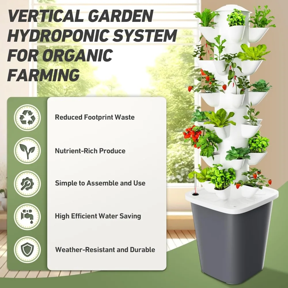 Hydroponic Vertical Garden Kit, 30 Plant Automatic Watering System 6