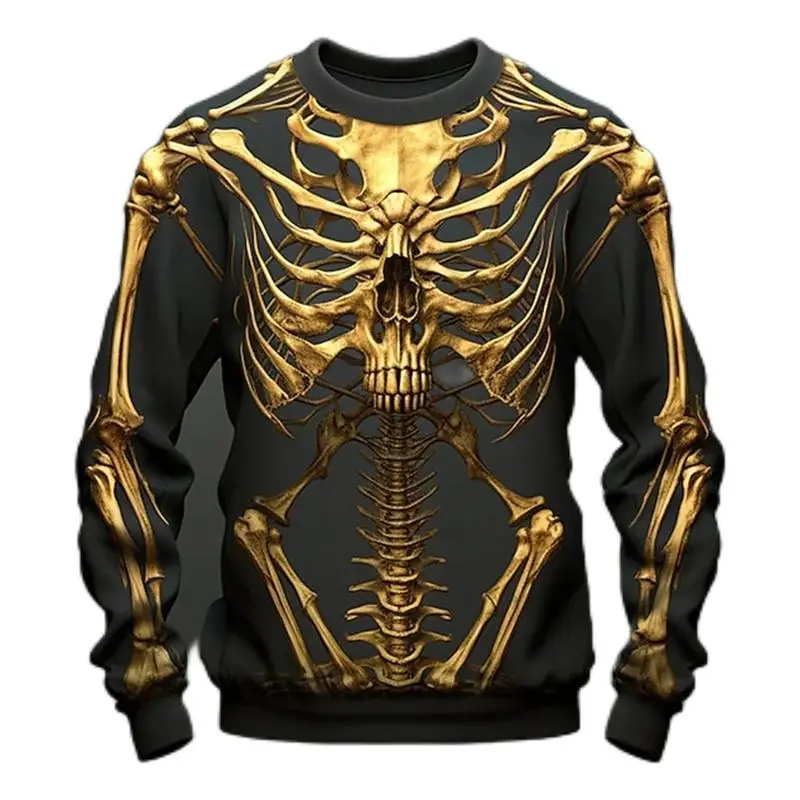 

Мужской пуловер с 3D-принтом Goth Skull Y2k