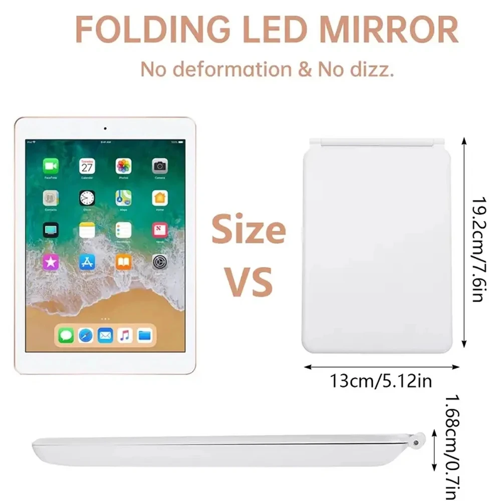 화장품 접이식 화장 거울, 10X 3 컬러 조명, 72 LED 조명, 확대경, 여행 거울 컴팩트