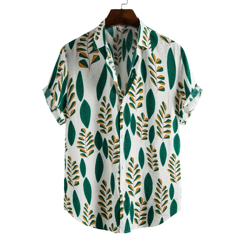 Men's Retro 90s Printed Shirts Hawaiian Short Sleeved Button Up Shirt Tropical Vacation Beach Shirt Men's Casual Loose Tops