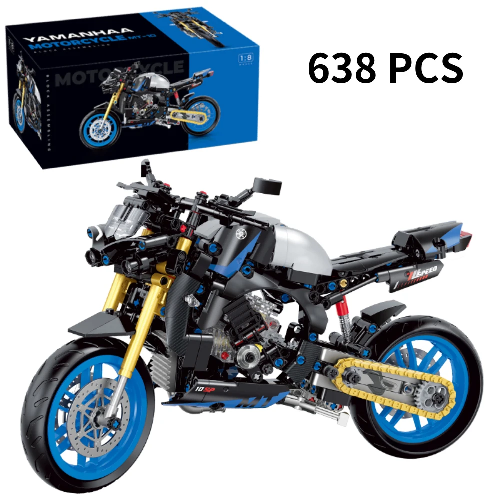 1:8 586PCS High-tech Classic Motorcycle Building Model Blocks Motor City Racer Bricks Toys for Boys Childrens Halloween Gifts 4