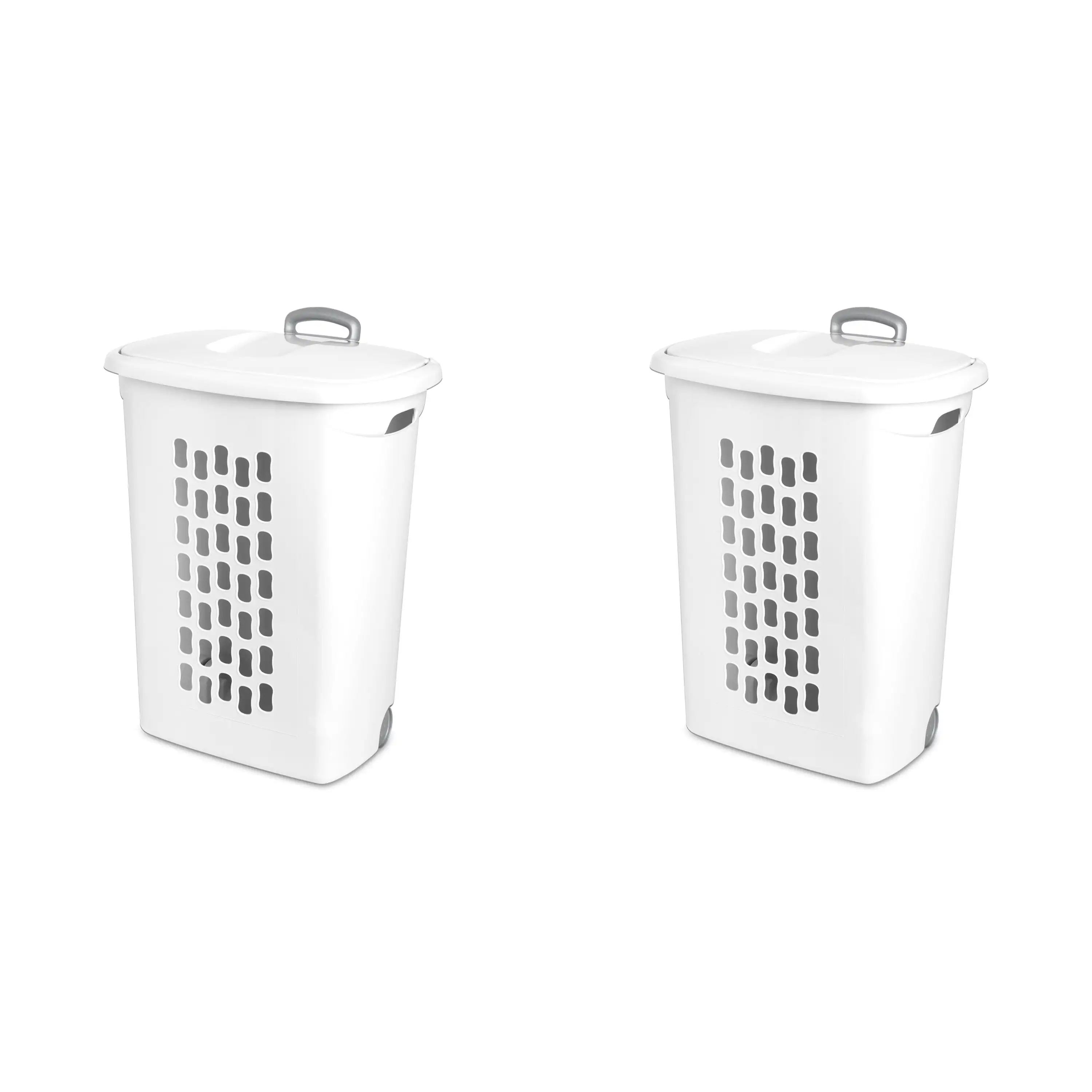 

Wheeled Laundry Hamper Plastic, White, Set of 2