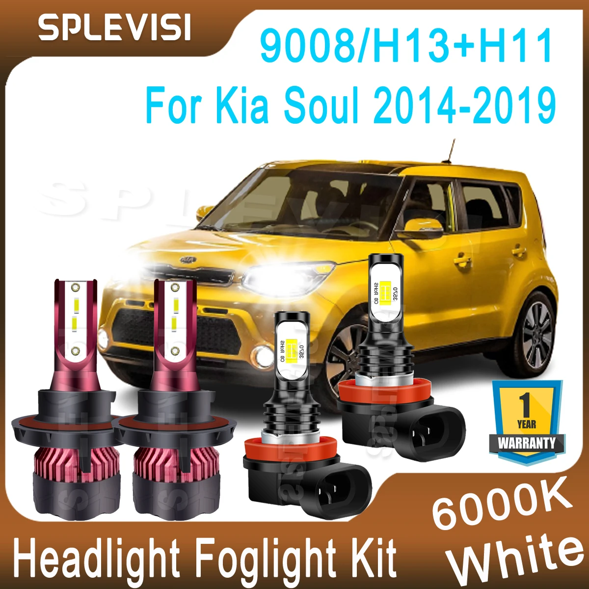 

Upgrade LED Headlight High Low Beam Foglight 9008/H13 H11 Kit Fit For Kia Soul 2014 2015 2016 2017 2018 2019 Pure White 28000LM