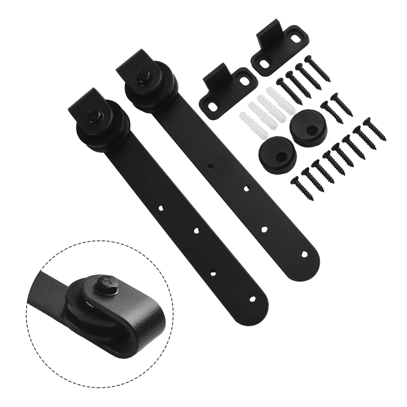 Description Picture 4 of item1111Mini Sliding Barn Door Hardware Kits Carbon Steel For Cabinet Doors Rail Set Smooth Silent Top Mount Hanger Track Closet