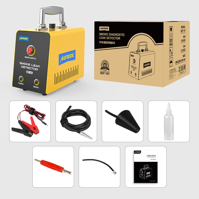 AUTOOL SDT101 Automotive Smoke Machine Leak Detector Leakage Gas Leakage Locator Oil Pipe Generator Diagnostic Tool No Pump * 6
