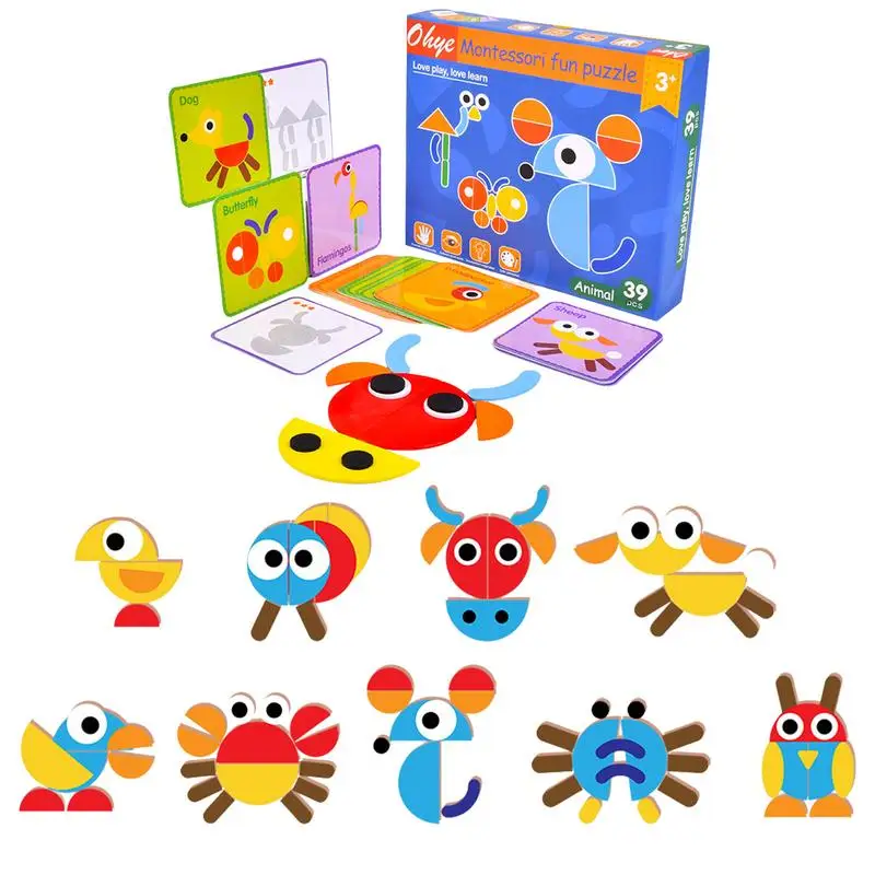 

Toddler Puzzles Animal Patterns Jigsaw Montessori Educational Preschool Toys Gifts For Colors & Shapes Cognition Skill Learning