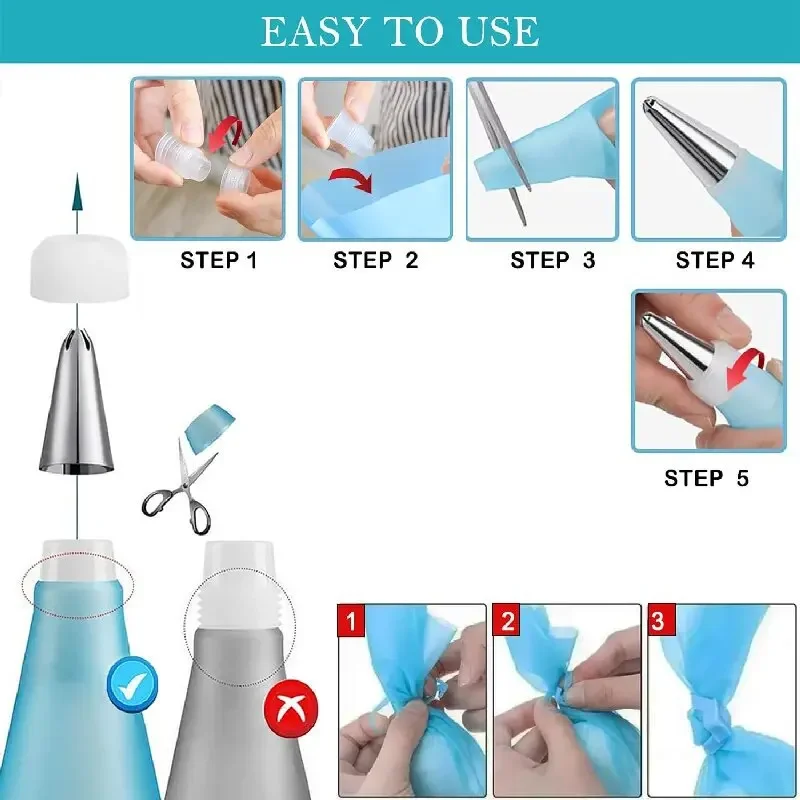 Silicone decorating bag stainless steel decorating tip set cake decorating nozzle DIY Cake baking tools Kitchen accessories