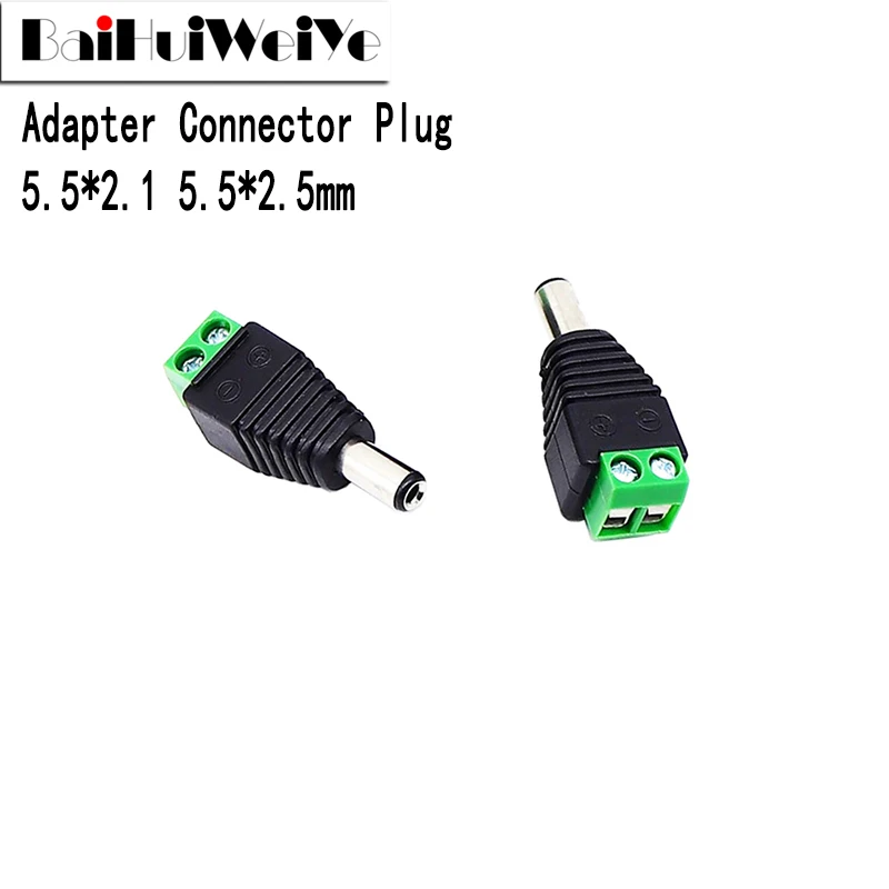 5 Pairs DC Power Plug Connector 2.1mm x 5.5mm 5.5*2.5mm DC Connector Power Jack Adapter Plug Cable Connector For Led Strip Light