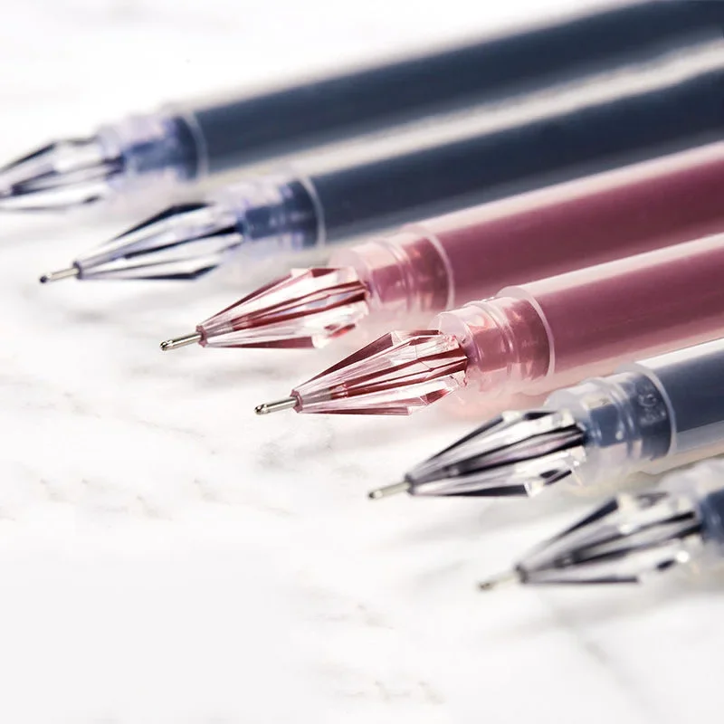 Gel Pens 6 Pcs/Set 0.38mm Large-capacity Ink Diamond Tip Refill Exam Signing Writing School Office Supplies