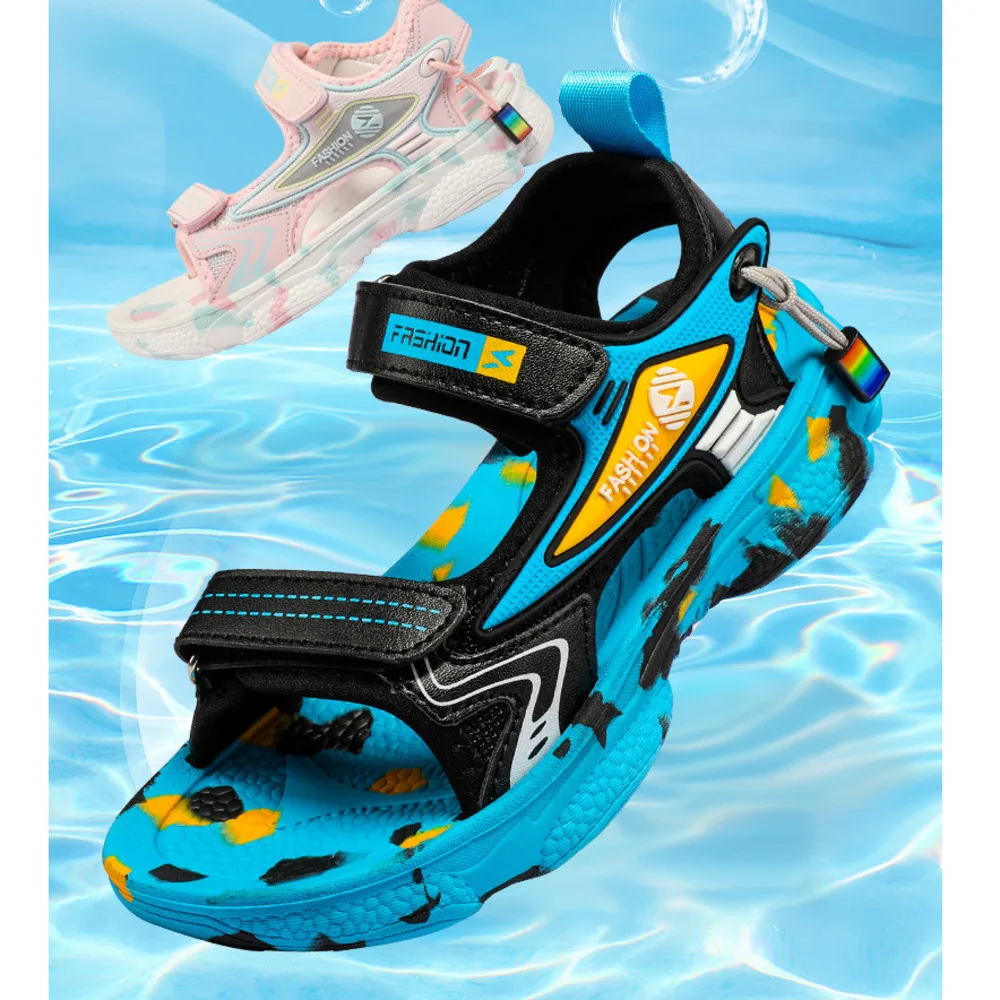 Boy' Summer 2024 New Children' Anti lip Open Toe Sandal for Middle aged Children and Girl Leiure Sport Beach_voghion.com