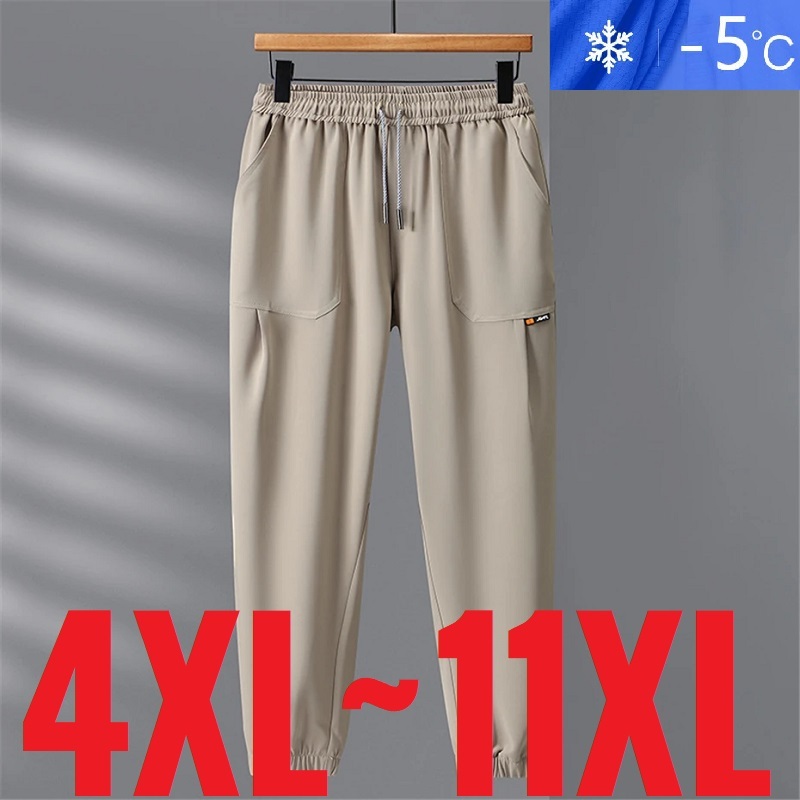 Ice Silk Men's Casual Pant Elastic Waist Stretch Sweatpants Male Big Size Extra Plus Large 10XL 11XL Summer Loose Jogger Trouser