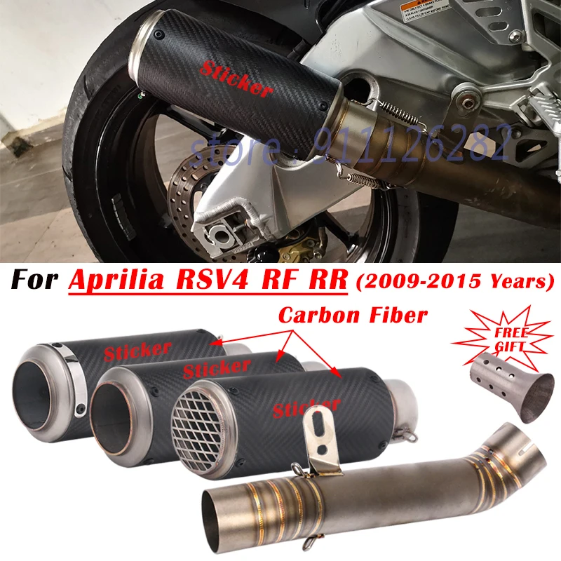 

For Aprilia RSV4 2009 - 2012 2013 2014 2015 Motorcycle Exhaust System Modified Escape Carbon Fiber Muffler With Middle Link Pipe