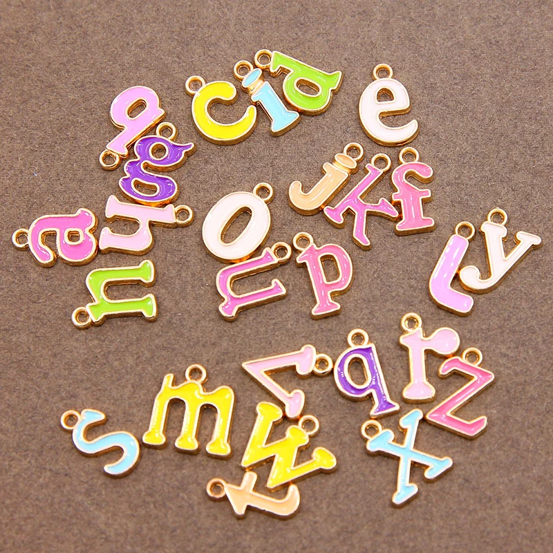 10pcs 10mm Letter Charms Bulk Enamel Charms For Jewelry Making Alphabet Initial 26 Letter Pendant For DIY Bracelet Necklace