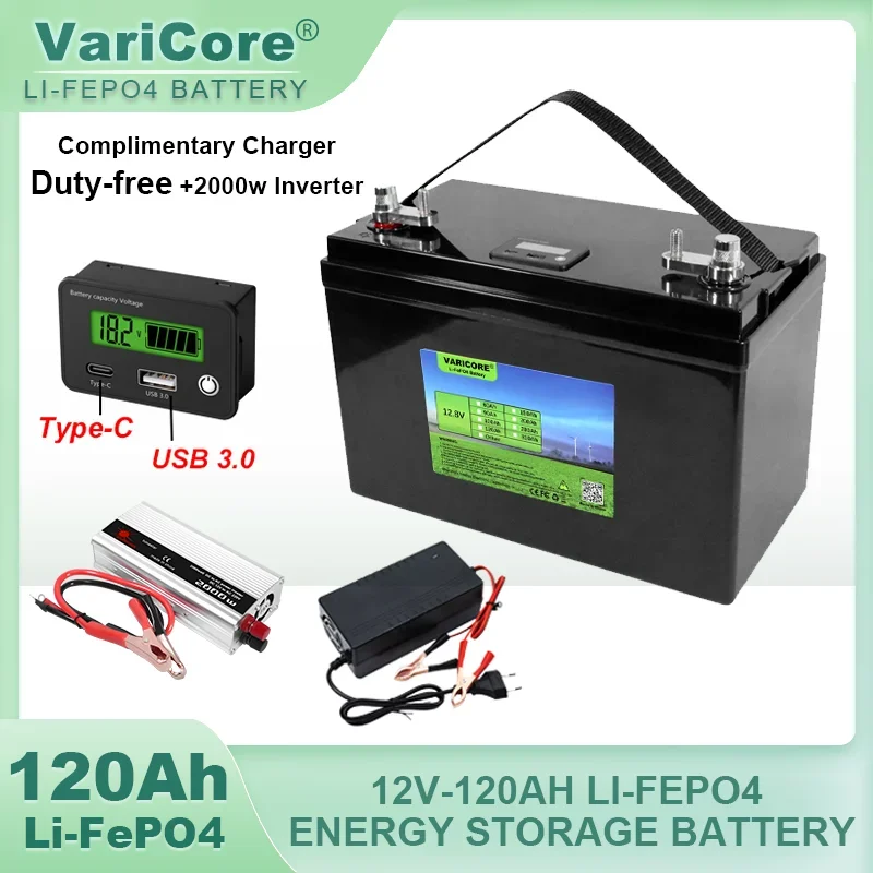 12V/12.8v 120ah 180ah LiFePO4 Battery Outdoors Touring Car Multifunctional USB T
