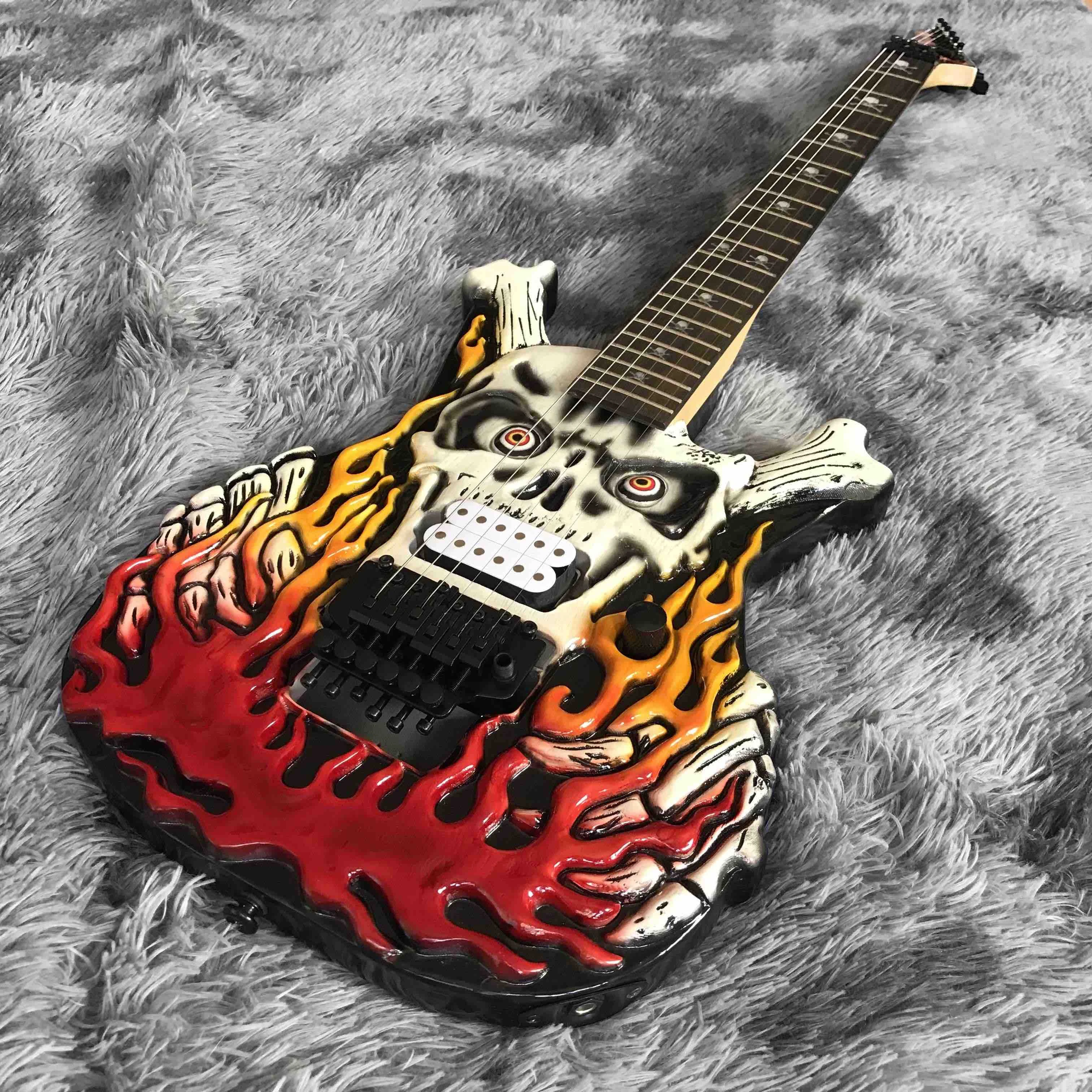 Custom Irregular Special Body Shape Skulskeleton Ep Style Electric Guitar  In Kinds Colors - Electric Guitar - AliExpress