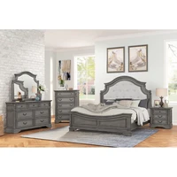 5-Piece Rustic Gray Wood Queen Bedroom Set - Traditional Style 1