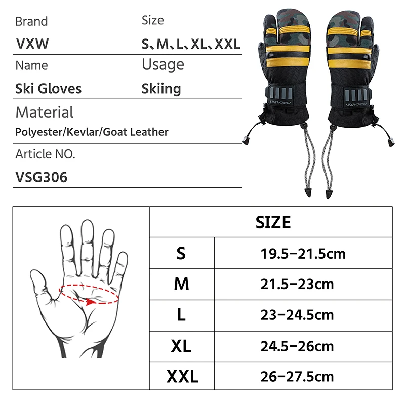 Five Finger Design Winter Ski Sport Gloves Snowmobile Snow Glove Waterproof Snowboard Gloves with Windproof Warm and Comfort 6
