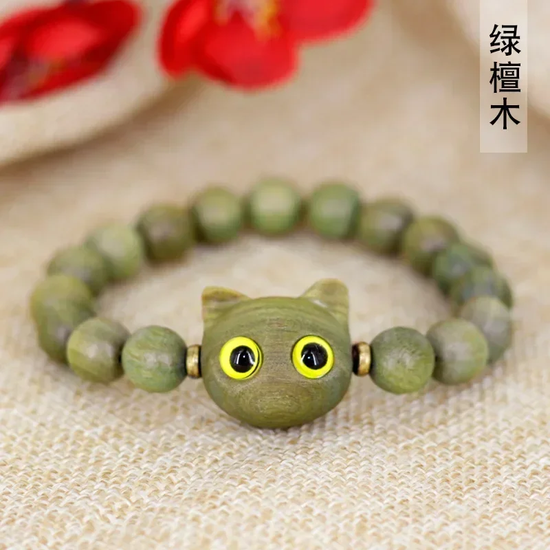 

Green sandalwood cat DIY hand string 1.0*17 men and women's literary bracelet lovers jewelry crafts manufacturers wholesale