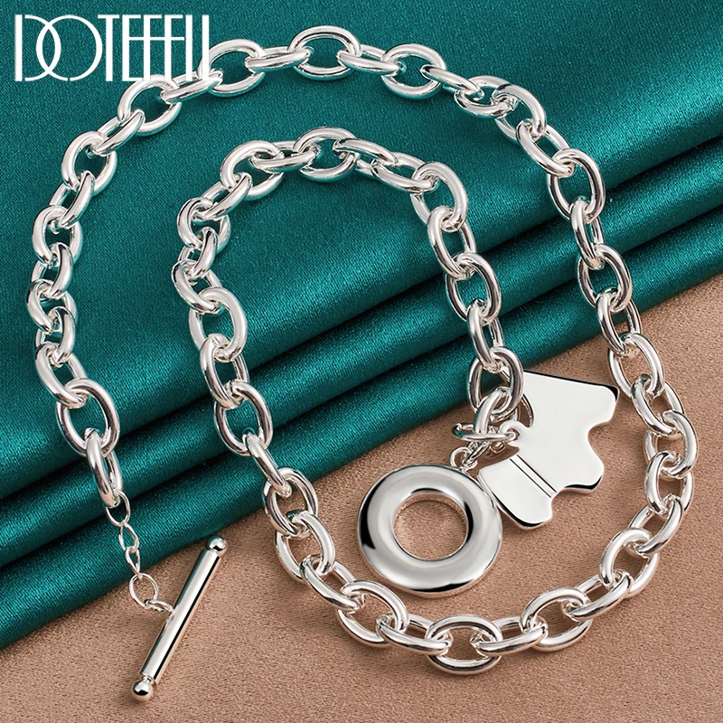 

DOTEFFIL 925 Sterling Silver Dog Pendant Necklace Woman Man 18 Inches Chain Wedding Engagement Party Jewelry