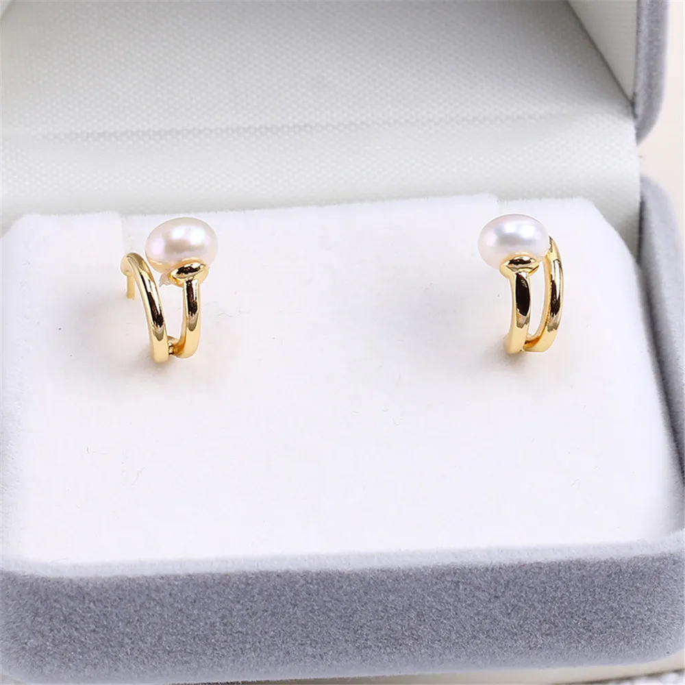 Domestically Produced 14k Gold Plated Color Retaining Irregular Shaped Hollow Earrings, DIY Accessories, and Simple Female
