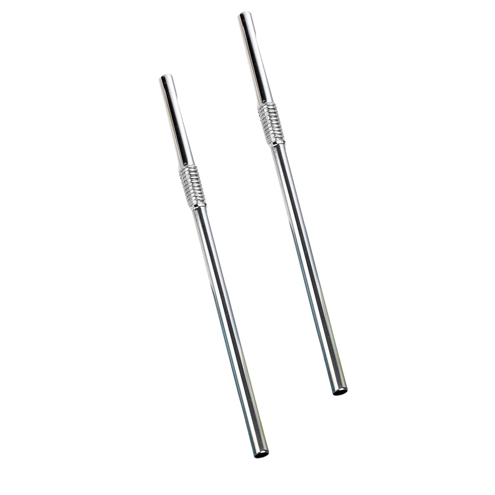 Reusable Flexible Stainless Steel Straws - Set of 2/4 Bendable Metal Straws for Hot & Cold Drinks with Easy Clean Features