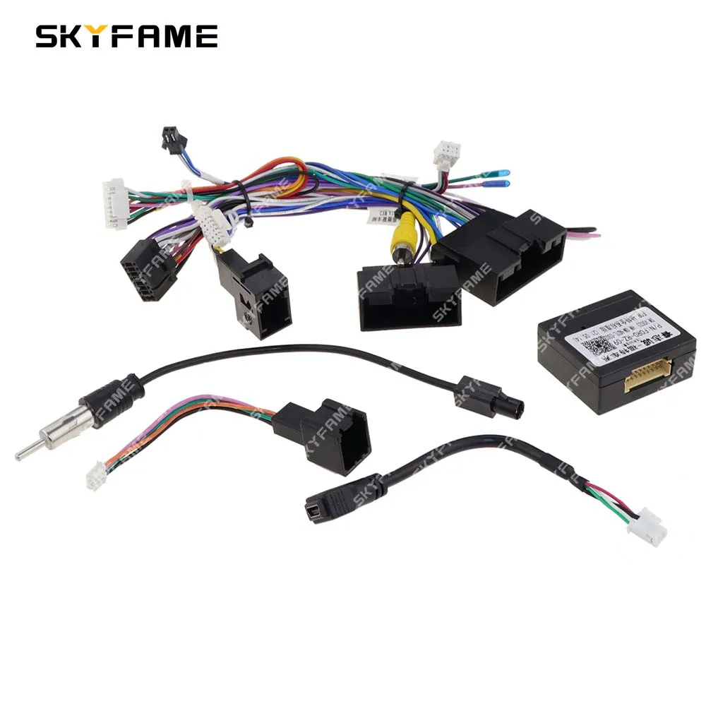 SKYFAME Car 16pin Wiring Harness Adapter Canbus Box Decoder Android Radio Power Cable For Ford Focus F150 Ranger Escape RZ-FD09