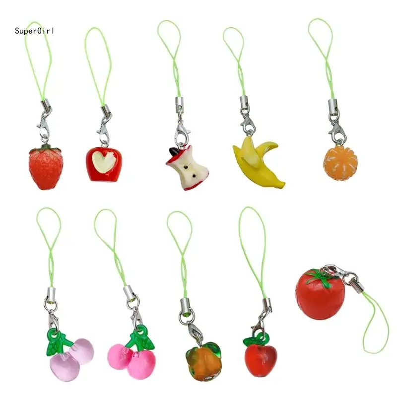 1 Pc Colorato Affascinante Dolce Fragola Perline Telefono Frutta Perla