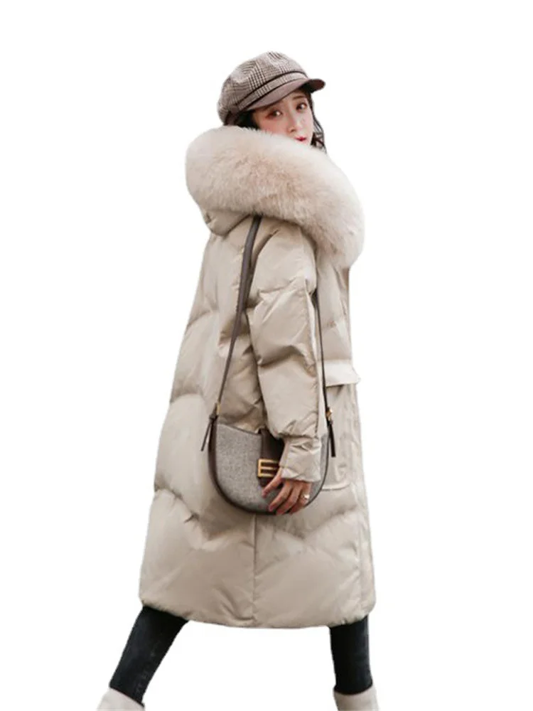

Winter Coat Women Korean Loose Thick Fur Collar Hooded Parkas 2022 New Fashion Temperament Casual Snowwear Warmth Coat Clothing