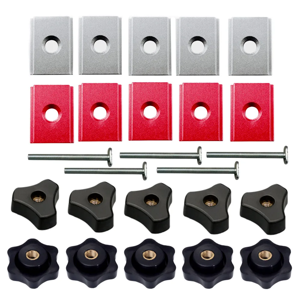 5/10Pcs Miter Track Sliding Nut T-Slider T Slot T Bolt and Nut Set Woodworking Tool Jigs Screw Fixture Workbench T-Slot Fastener