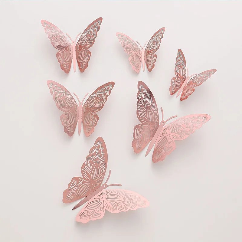 Cake Topper Butterfly Cake Toppers 12pcs Happy Birthday Stickers 3D Wall Stiker Wedding Crafts Party Kids Gift