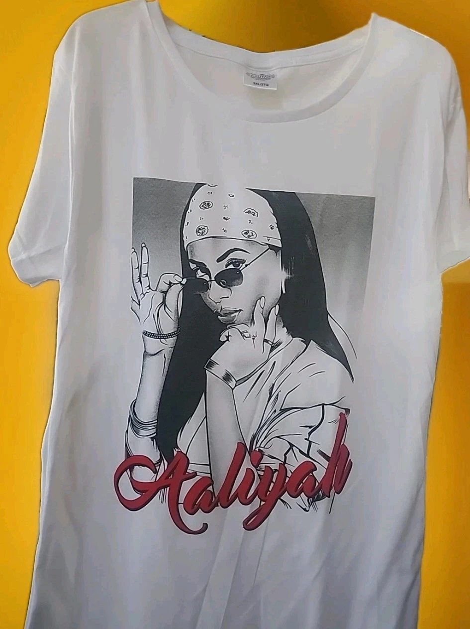 남성과 여성을 위한 새로운 AALIYAH 가수 팝 음악 흰색 티셔츠, 캐주얼하고 패셔너블한 반팔