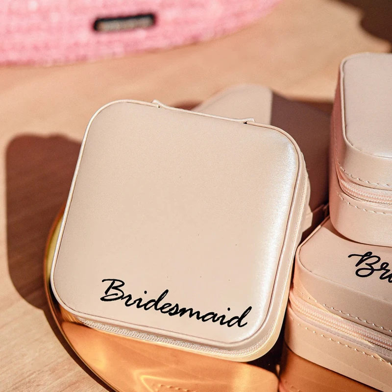 Braut Trauzeugin Rosa Schmuck Organizer Box Hochzeit Brautparty Bachelorette Party Dekor Brautjungfer Geschenk Flitterwochen Souvenir – Detail 6