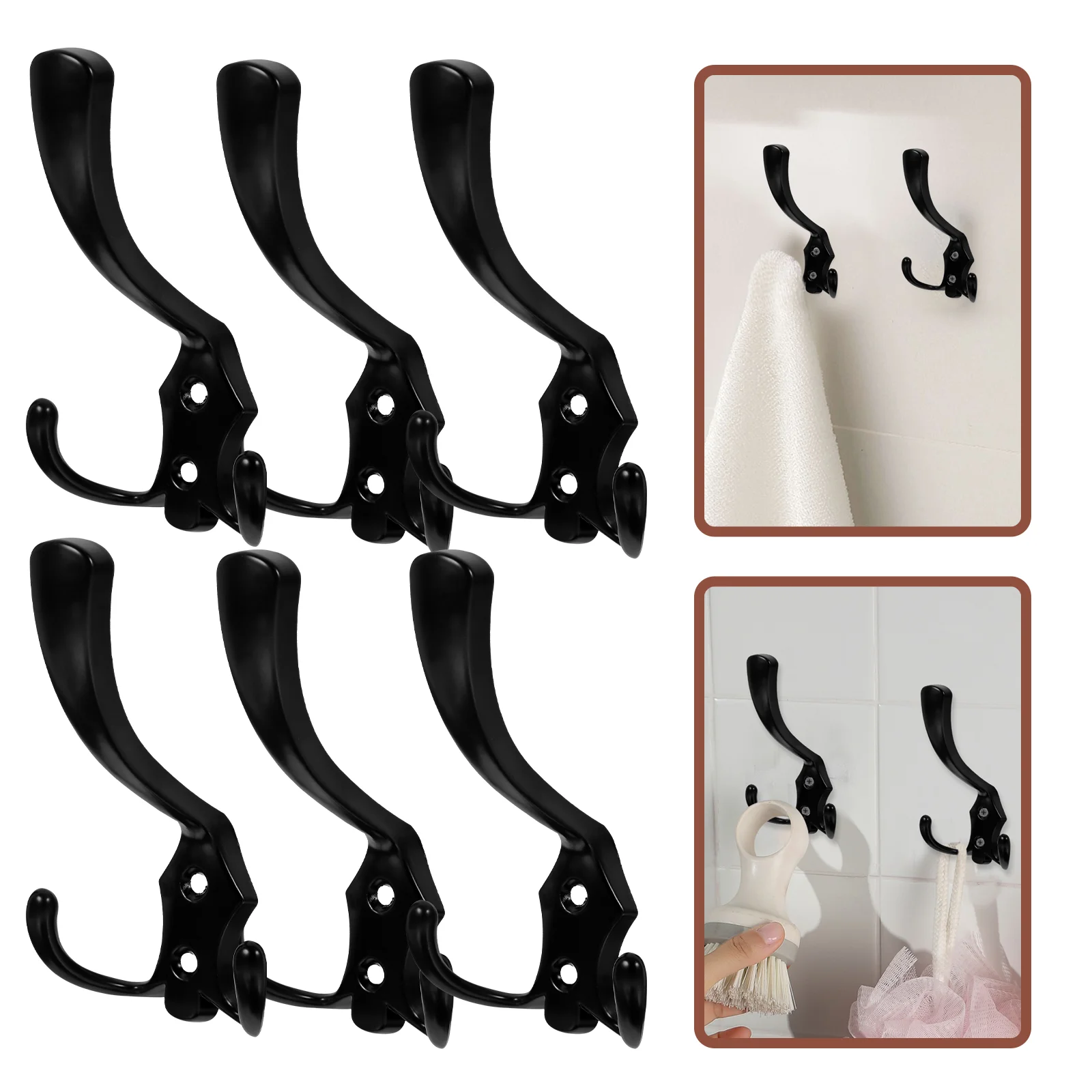 

6 Pcs 3 Coat Hooks For Wall Vintage Key Decor Home Hanger Hat Hanging Wall-mounted