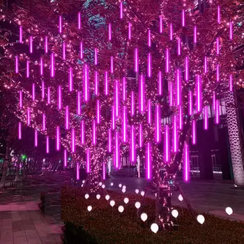 32/24/12 튜브 30/50cm LED 유성우 패어리 스트링 화환 커튼 라이트, 크리스마스 장식 야외 결혼식 거리 정원 장식