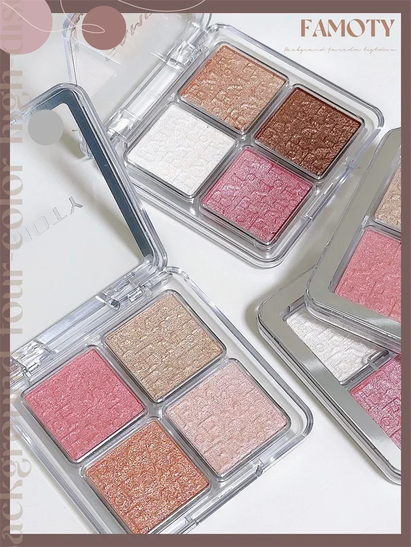 Description Picture 3 of item4 Colors Diamond Highlighter Powder Palette Face Contour Brighten Makeup Shimmer Ultra-concentrated Illuminate Cosmetic