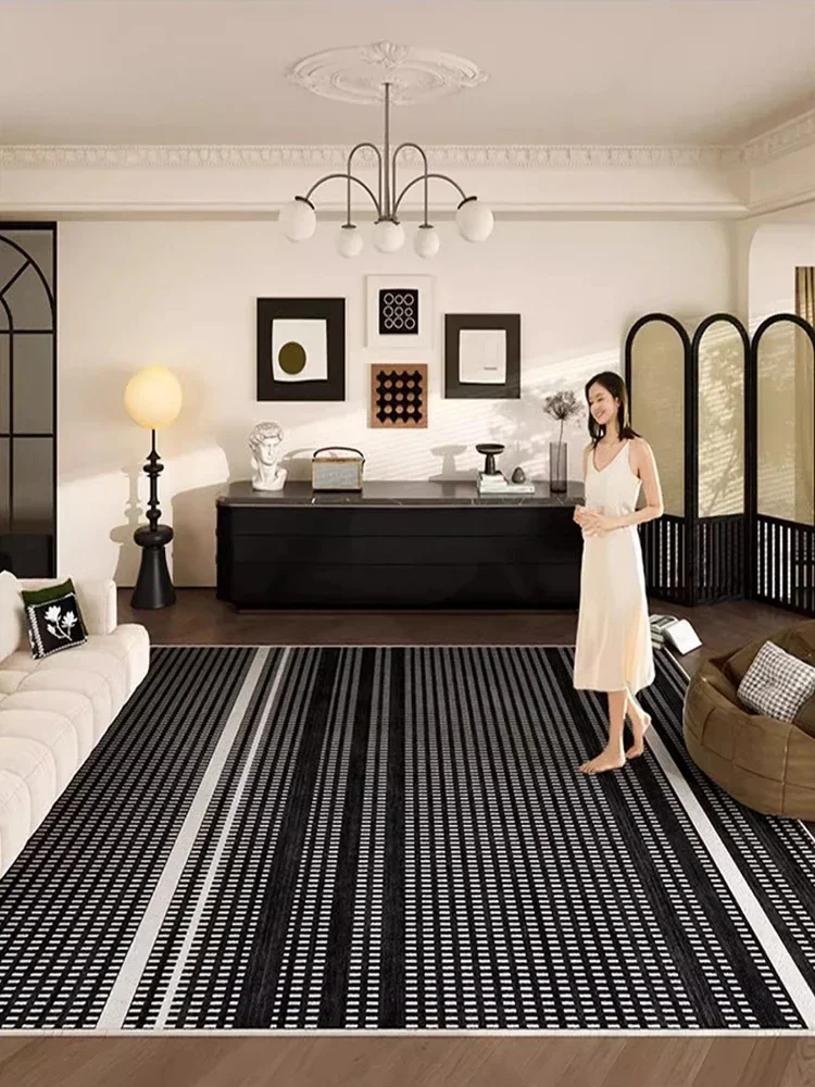Bohemia Living Room Carpet Black and White Striped Decorative Rug Line Art Bedroom Rugs Large Size Easy To Clean Balcony Carpets 4