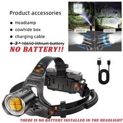 Rechargeable Waterproof LED Headlamp - Powerful Outdoor Portable Head Torch (NO BATTERY)