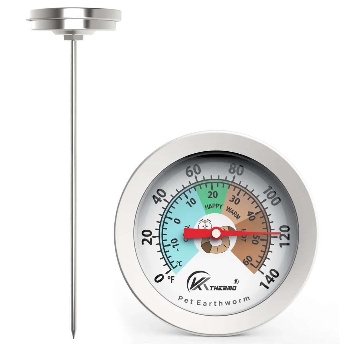 Stainless Steel Compost Soil Thermometer with 20cm Probe - Temperature Monitor