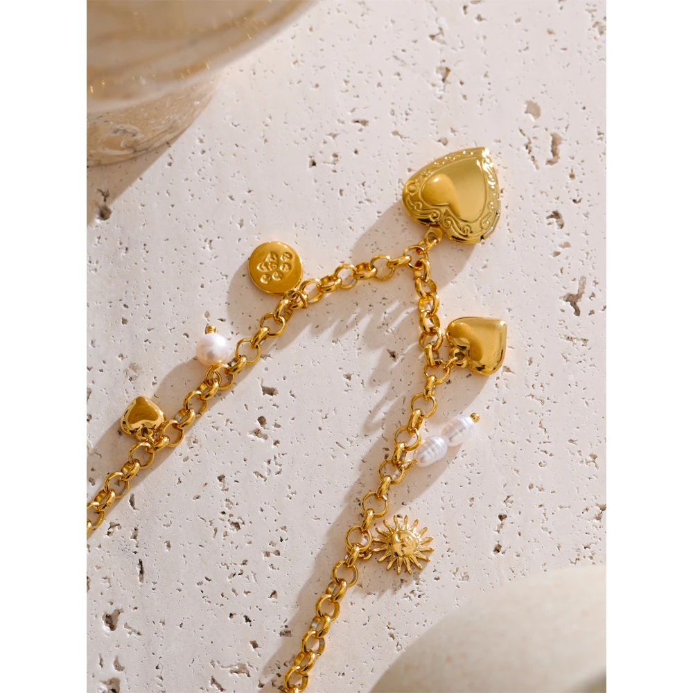 Natural Pearl Necklace Stainless Steel Collar Golden