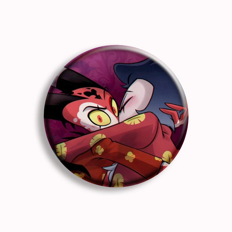 58mm Helluva Boss Robo Fizz Loona Button Pin Creative Cute