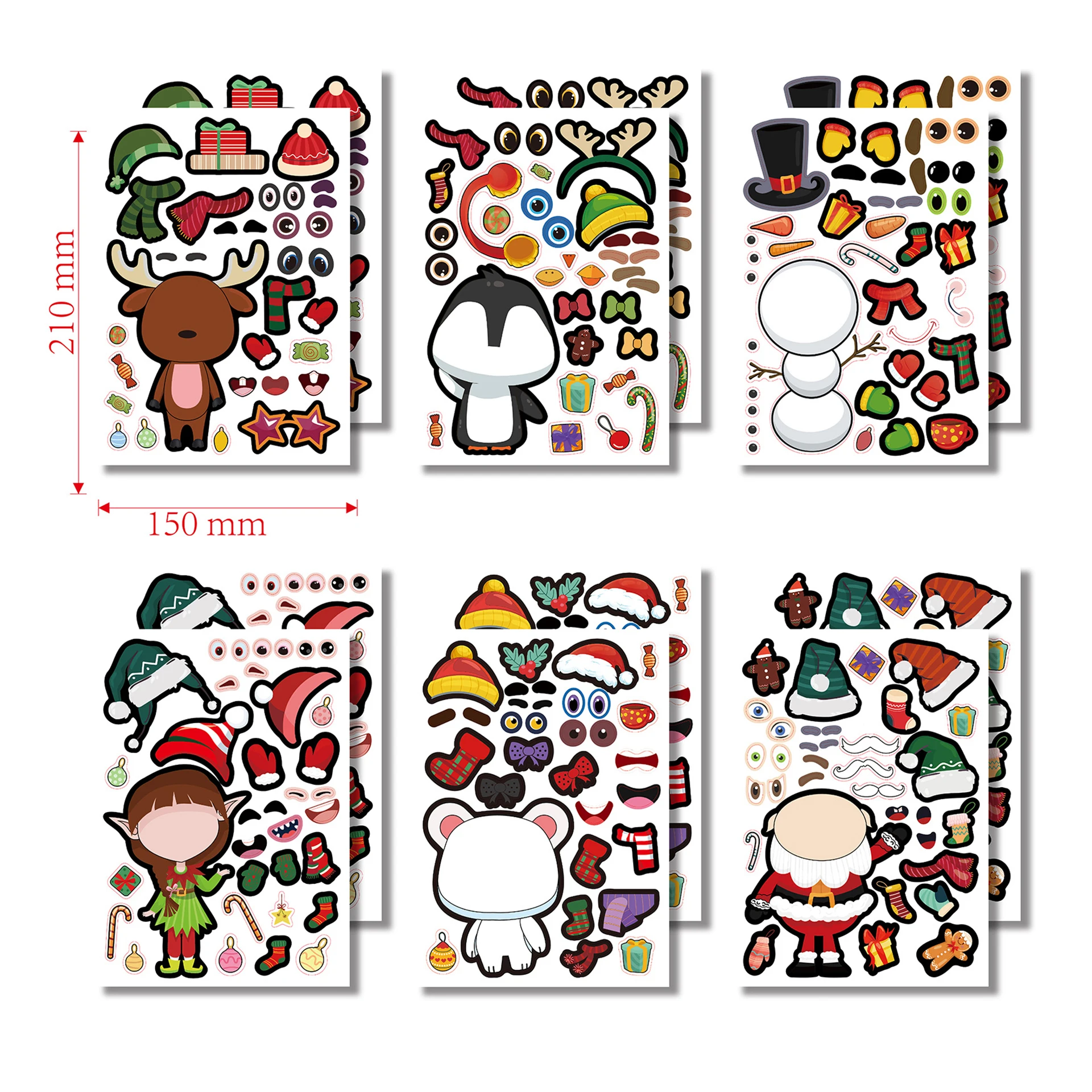 

12PCS Christmas Decor Stickers Snowman Gnome Elk Santa Claus Xmas Tree Stickers DIY Gift Bags Boxes Decoration Cartoon Labels