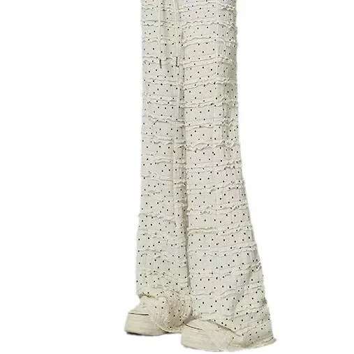 Elastic Polka Dot Lace Fabric Wide Leg Pants Skirt Children's ClothingAccordion Pleat Wood Grain Edge Fabric Design