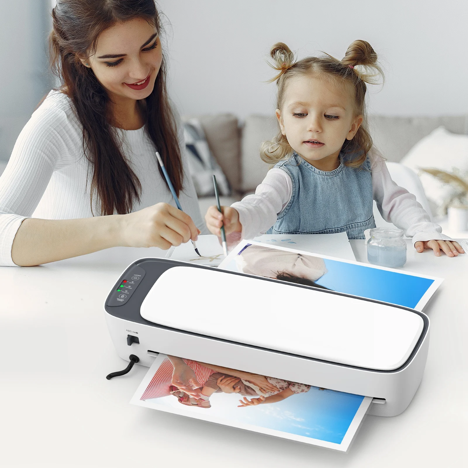 Desktop Laminator Machine Set A3 Size Multifunctional Hot and Cold Lamination 2 Roller System 12.5 Inches Width w/Paper Cutter