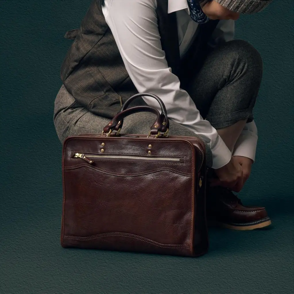 Men\'s Bag Genuine Leather Men Briefcase for Laptop 14 Messenger Male Cognac Leather Bag Business Portfolio for Document A4 Bags