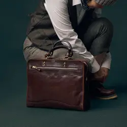 Men's Bag Genuine Leather Men Briefcase for Laptop 14 Messenger Male Cognac Leather Bag Business Portfolio for Document A4 Bags