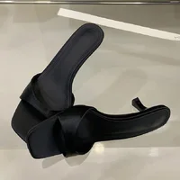 Eilyken Summer Fashion Open Toe Silk Women Slipper Slip On Elegant Thin Low Heel Dress Ladies Slides Shoes Zapatillas De Mujer - Image 3