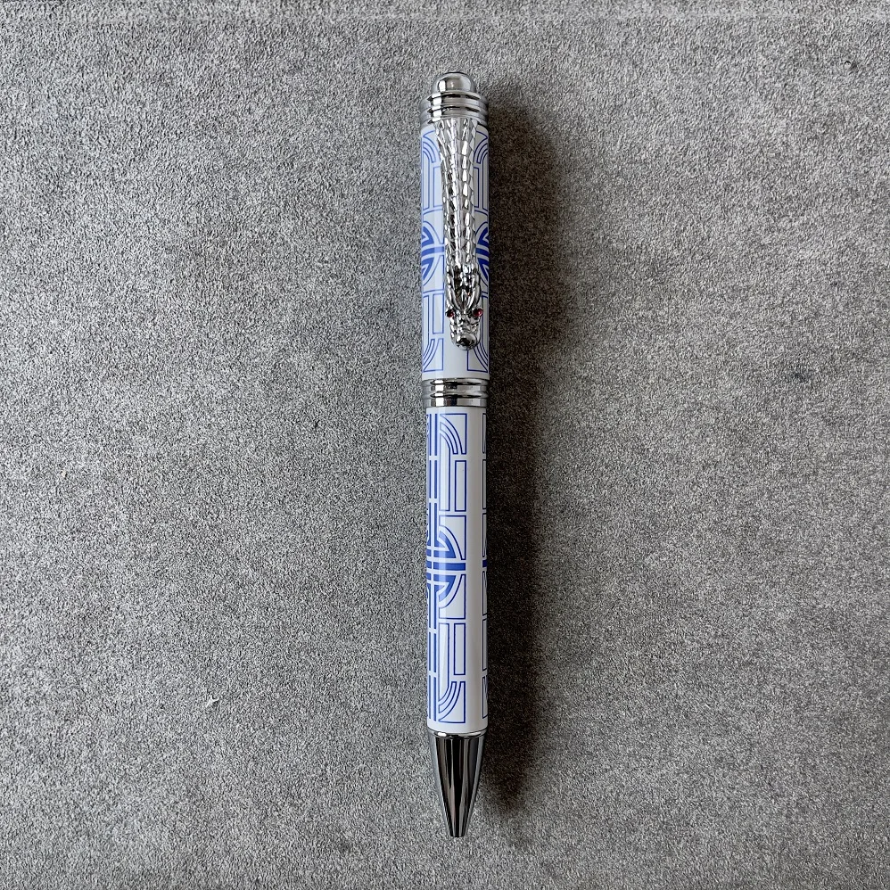 

Luxury Mb Monte Blue And White Porcelain Emperor's Dragon blance ink Rollerball Pen School stationery