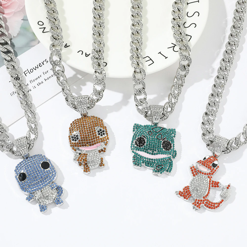 

Anime Pokemon Squirtle Rhinestones Necklace Cartoon Pendant Birthday Gift Kid Toys Fashion Accessory Fans Souvenir
